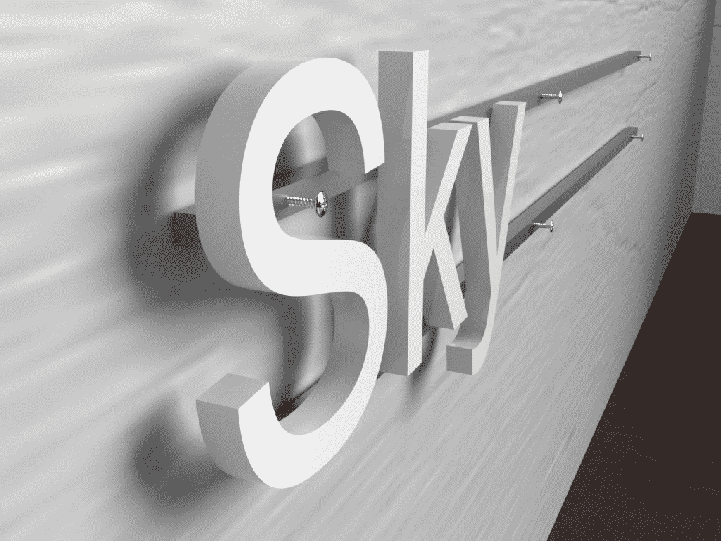 Skyltprofiler i aluminium med bokstav monterad på